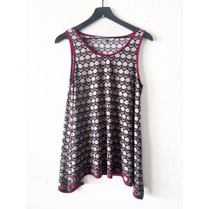 Studio M Red Trim Geometric Swing Tank Top Medium Sleeveless Retro Print